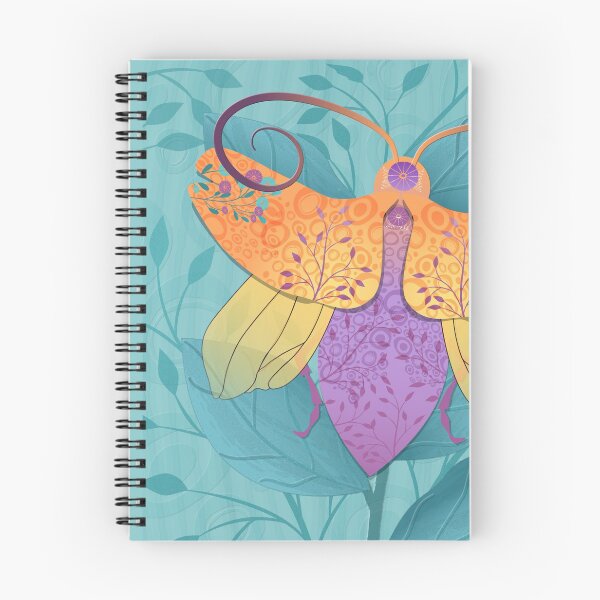 Item preview, Beetle Bright of Orange, lavender, yellow, and teal in a teal leaf background designed and sold by Sheri42.