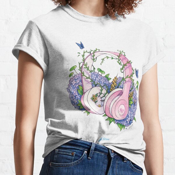 Pride and Prejudice Podcast Headphones White Classic T-Shirt