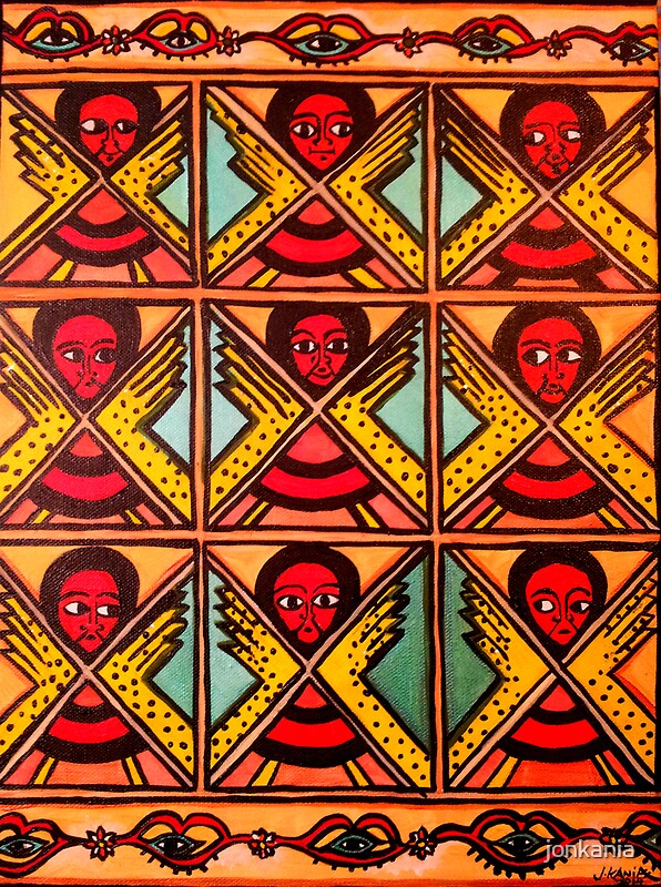 "9 Angels Ethiopian Folk art" Photographic Prints by jonkania Redbubble