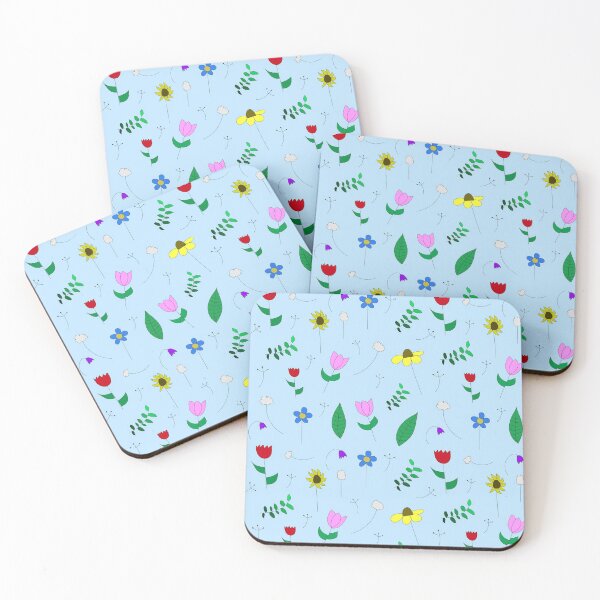 Item preview, Hand-drawn Flowers on Blue Background designed and sold by Rachel Bishop.