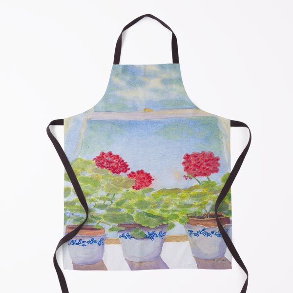 Item preview, Moe's Geraniums in Salmon Falls Pottery Flower Pots   designed and sold by Roseann Meserve.