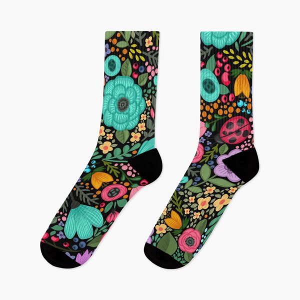 Item preview, Garden Flowers on Black designed and sold by roseglasses.