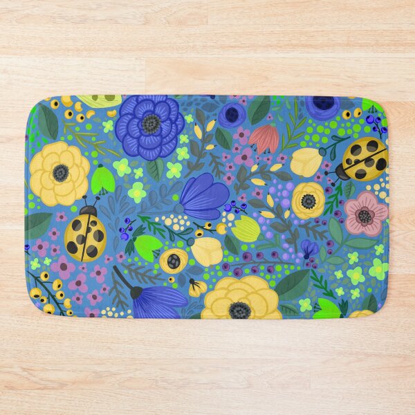 Item preview, Garden Flowers on Blue designed and sold by roseglasses.