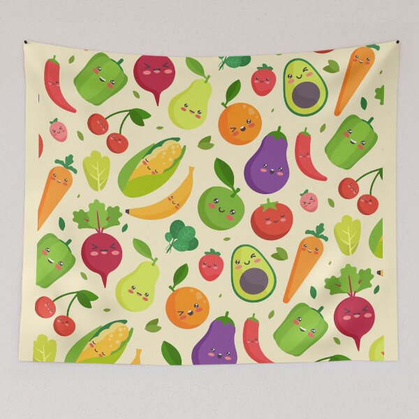 Item preview, Cute Kawaii Fruit and Veggie Pattern designed and sold by cutenfunny.