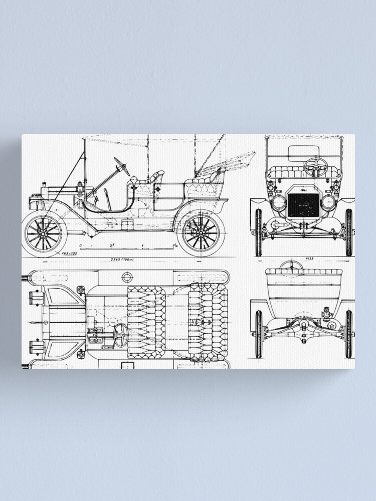 Lienzo «Dibujo Técnico Ford Modelo T» de DTECTN | Redbubble