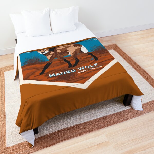 Maned Wolf (Chrysocyon brachyurus) Screenprint Style Comforter