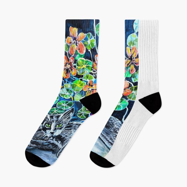 Item preview, Cat and Nasturtiums designed and sold by StudioKaufmann.