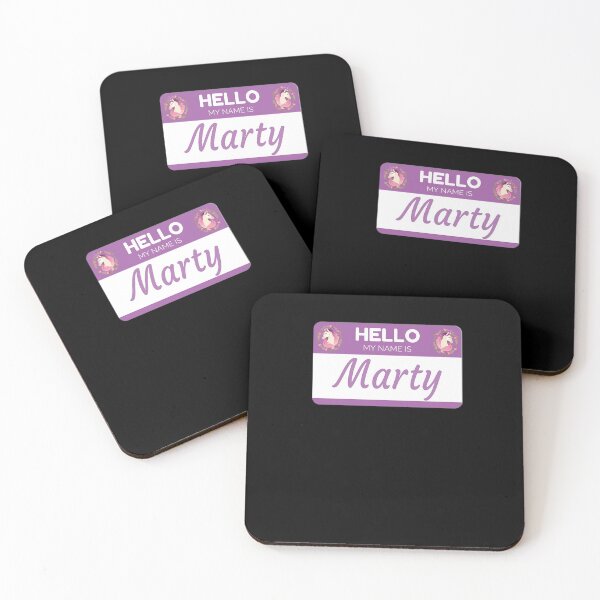 Unicorn Hello My Name Is Marty - Gift For Someone Called Marty Coasters (Set of 4)