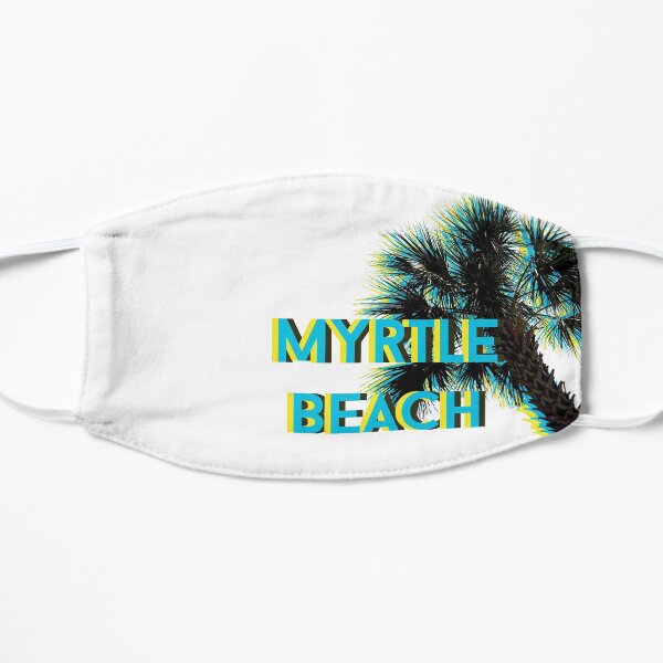 Myrtle Beach with Palm Tree in Bright Blue and Yellow Mask