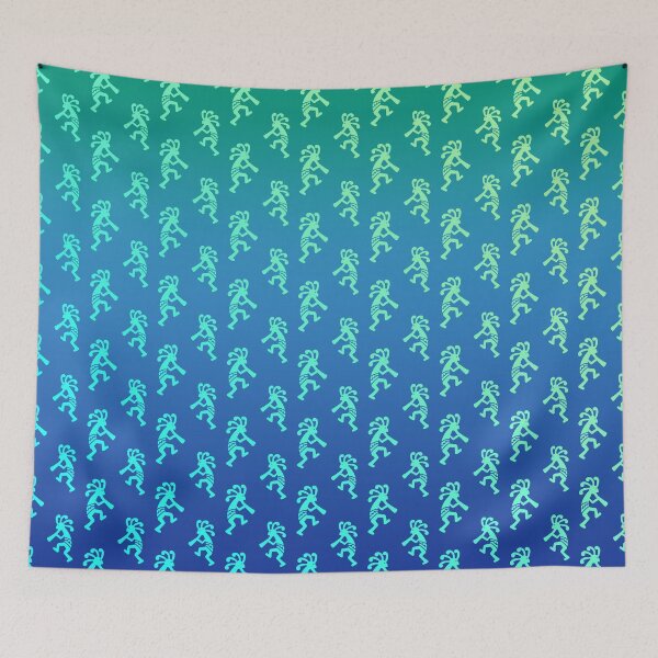 Item preview, Kokopelli Native American Flute Player Pattern Blue and Teal designed and sold by HashtagShirts.