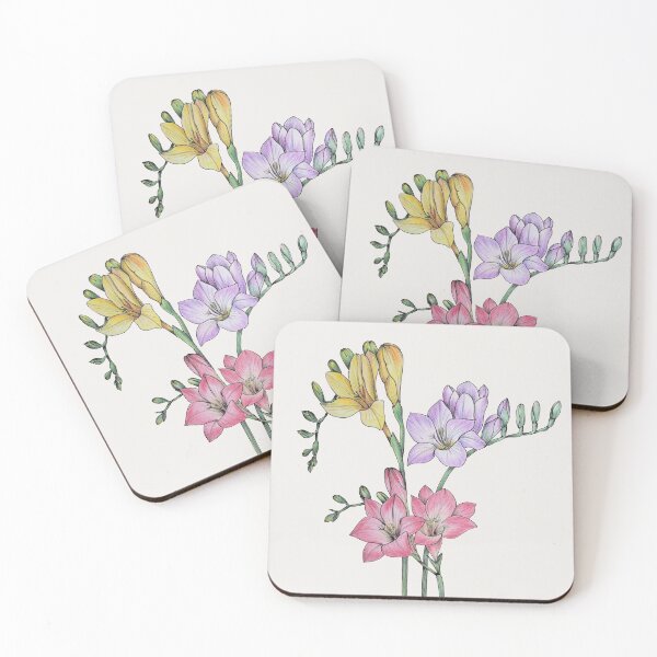 Item preview, Botanical illustration of a bouquet of freesia designed and sold by Olga Shashok.