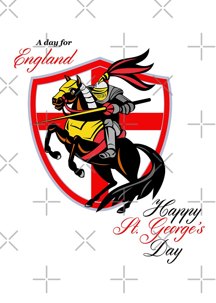 "A Day For England Happy St Day Retro Poster" by patrimonio