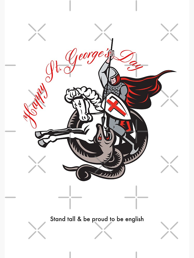 "Stand Tall Proud English Happy St Stand Retro Poster
