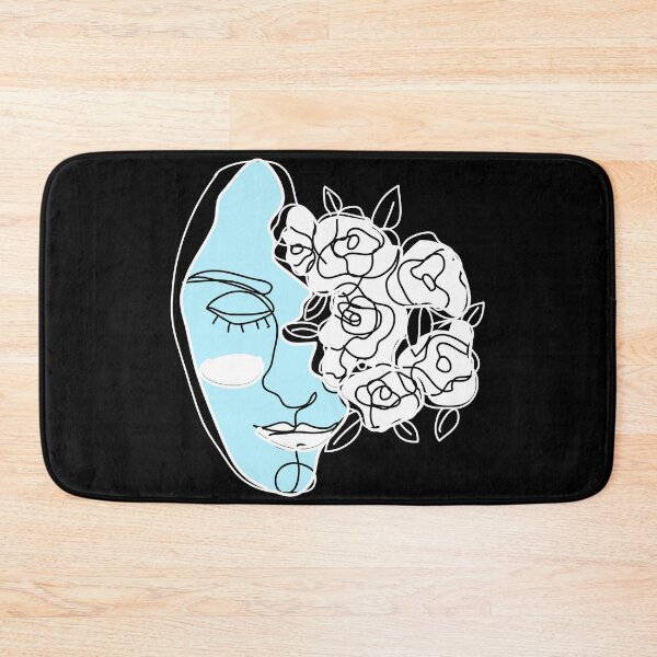 Item preview, Blue human face mask line art designed and sold by dreamofdenim.