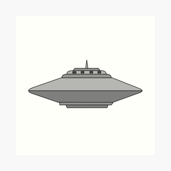 UFO Flying Saucer Alien Spaceship Cartoon Art Print