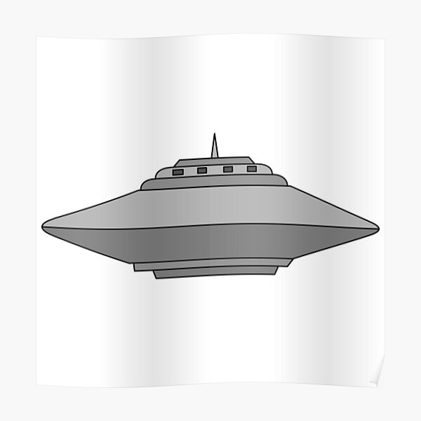 UFO Flying Saucer Alien Spaceship Cartoon Poster