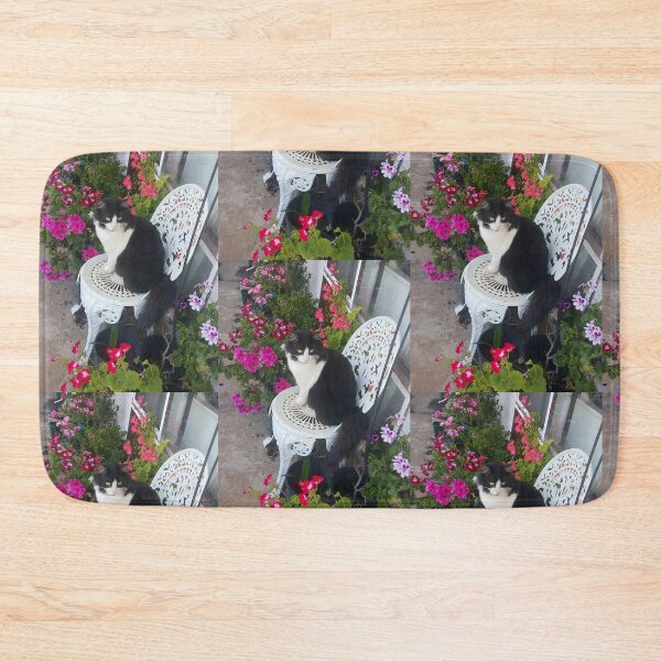 Item preview, Tuxedo Cat Cute and Beautiful Flowers designed and sold by Sarah  Rajkotwala.