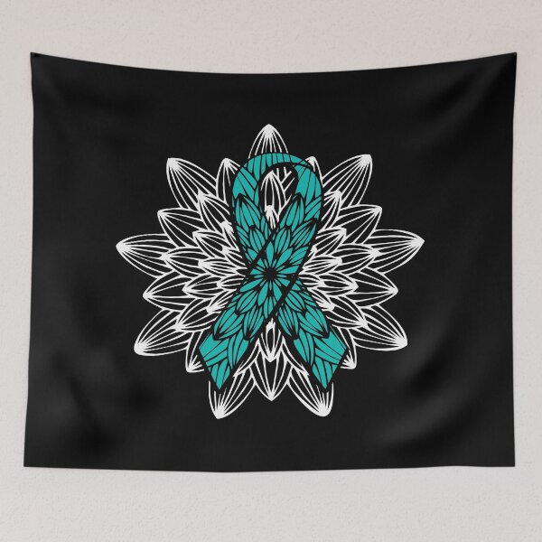 Item preview, Dysautonomia Geometric Art White Mandala  - Teal Awareness Ribbon in  October designed and sold by NotEnoughSpoons.
