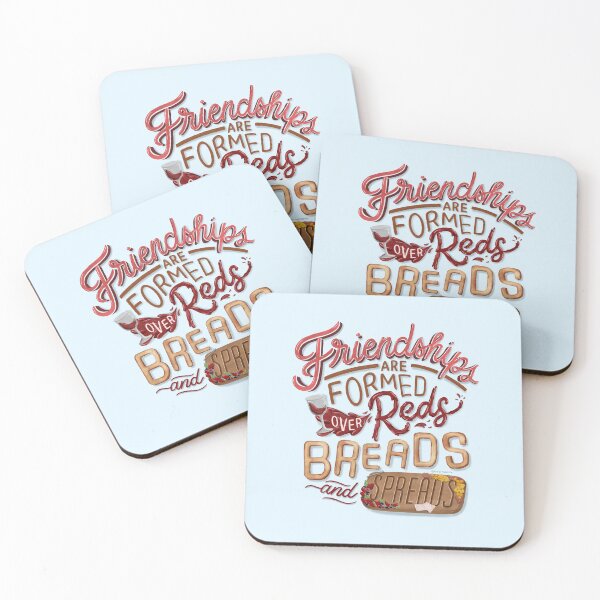 Item preview, Friendships Are Formed Over Reds Breads and Spreads Wine Quote Friendship Funny Illustrated Saying Card Pillow designed and sold by Amber  Liu.