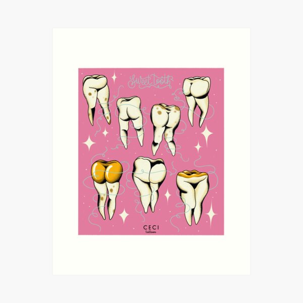 Sweet tooth tattoo flash Art Print