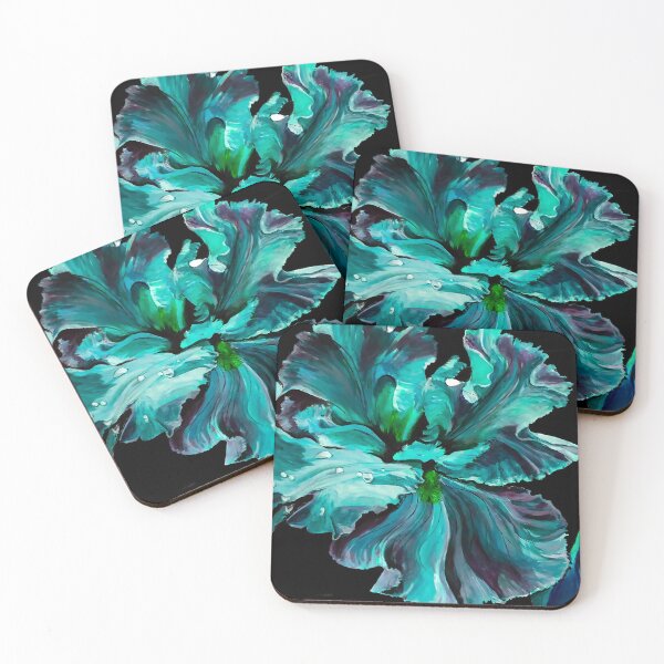 Item preview, Original Teal Painting of Iris designed and sold by RedRoofStudio.