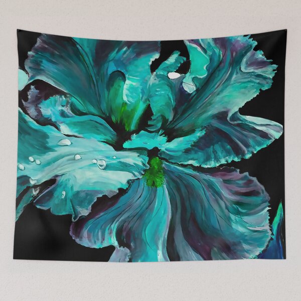 Item preview, Original Teal Painting of Iris designed and sold by RedRoofStudio.