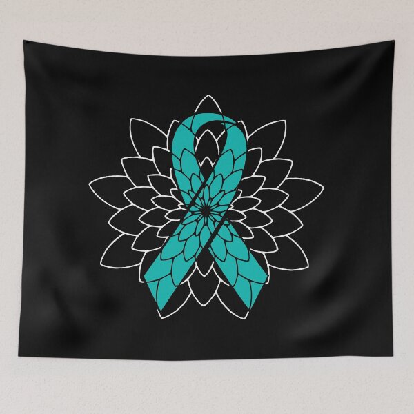 Item preview, Teal and White Dysautonomia Geometric Art White Mandala  - Teal Awareness Ribbon in  October designed and sold by NotEnoughSpoons.