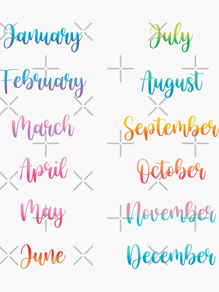 Bujo Stickers - Months - English Sticker for Sale by Azyrielle