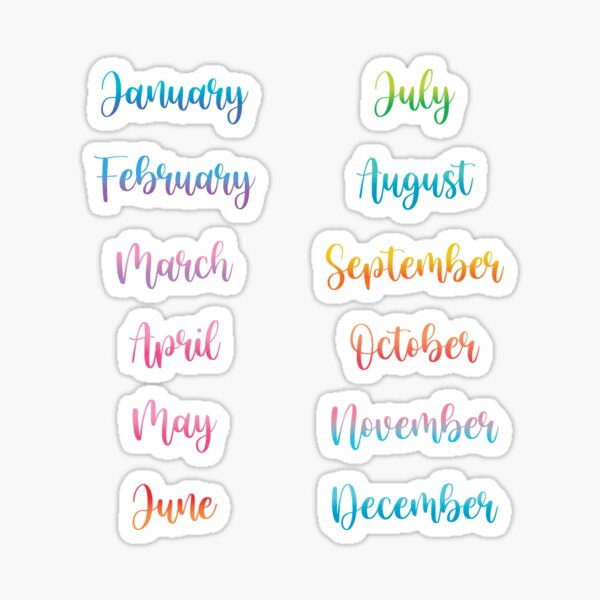 Bujo Stickers - Months - English Sticker for Sale by Azyrielle
