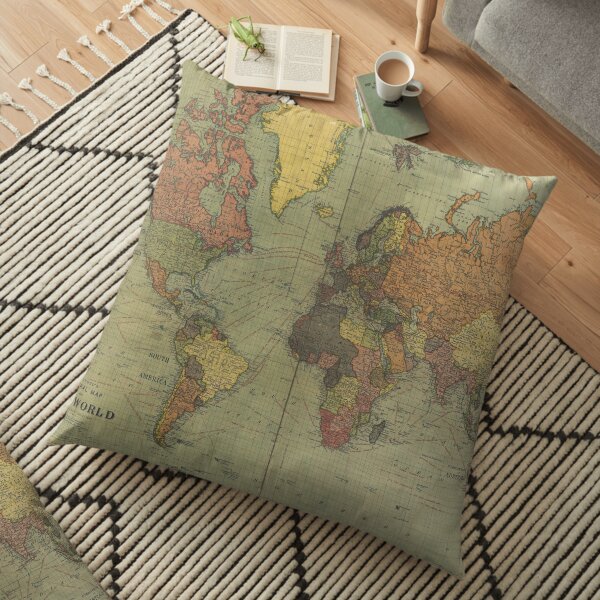 Old World Map Floor Pillow