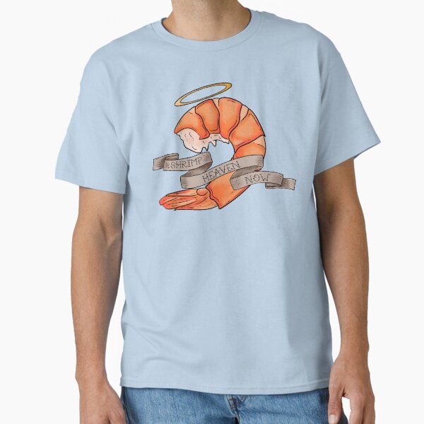 Vista previa del artículo con la obra «Shrimp Heaven Now!», diseñado y vendido por RocketKatt.