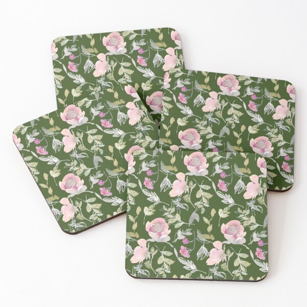 Item preview, Pink Roses Green Leaves designed and sold by Bliss Find And Design.