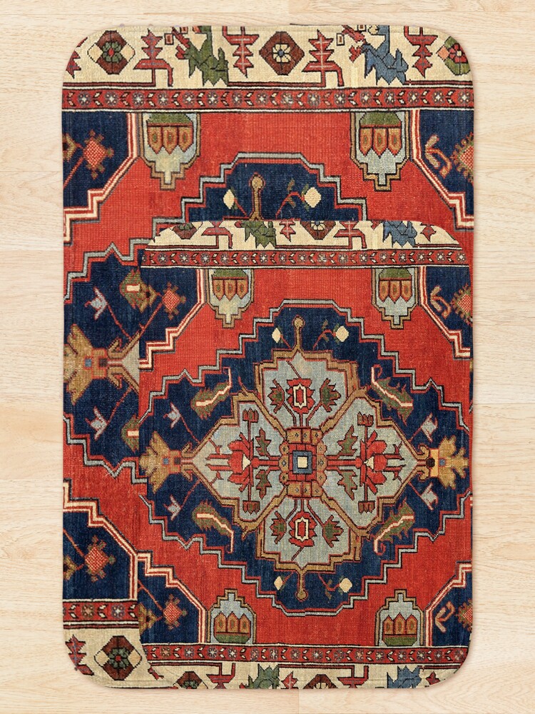 "Antique Persian Bakshaish Oriental Carpet Print" Bath Mat for Sale by