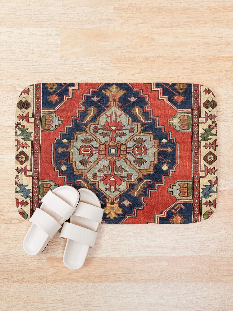 "Antique Persian Bakshaish Oriental Carpet Print" Bath Mat for Sale by
