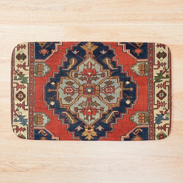 Antique Persian Bakshaish Oriental Carpet Print Bath Mat