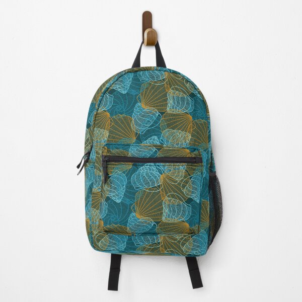 Item preview, Blue golden seashell print designed and sold by TraveliteDesign.