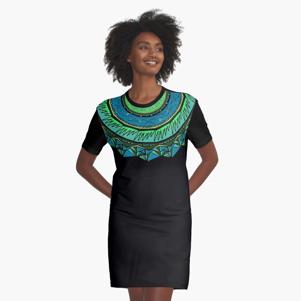 Energy Core Mandala Graphic T-Shirt Dress