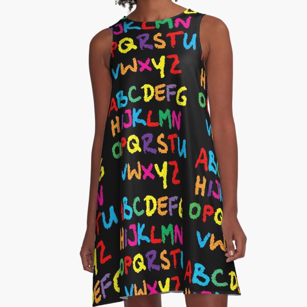 The Colorful Alphabet in Chalk A-Line Dress