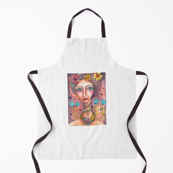 Frida Kahlo & Blue Tulips Apron