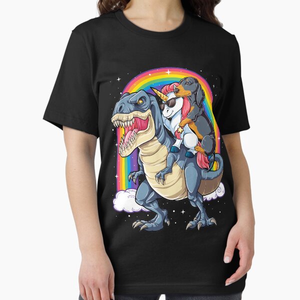 Item preview, Dachshund Unicorn Riding Dinosaur T rex Shirt for Men Women Boys Girls Kids Rainbow Dog Lover Gifts designed and sold by LiqueGifts.