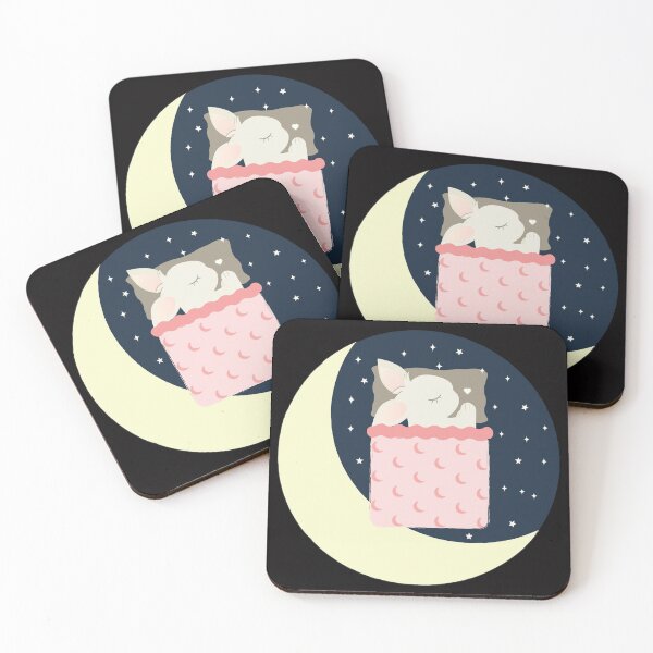 Item preview, Dreamy Sleeping Soft Gray Rabbit on Crescent Moon designed and sold by Petrikovvy.
