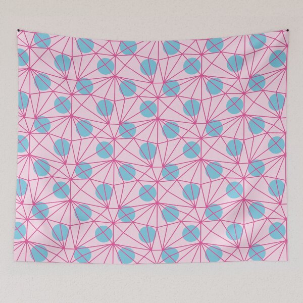 Item preview, pink netting with blue polka dots designed and sold by rysunki-malunki.