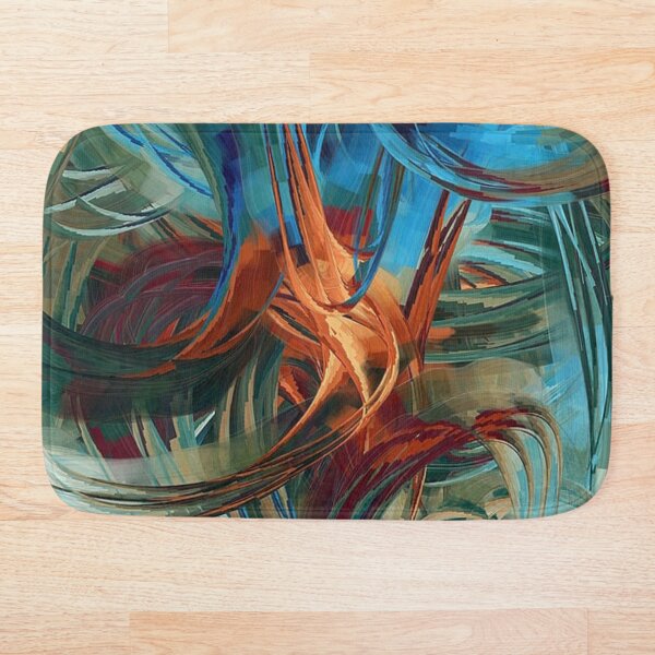 Informal Orange Brown White Blue Bath Mat