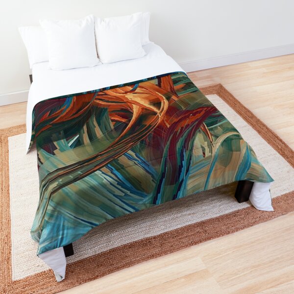 Informal Orange Brown White Blue Comforter