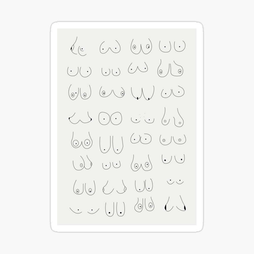 Boobs Come in All Shapes and Sizes - Minimalist Boobs Art - Colourful  Sticker for Sale by artswag