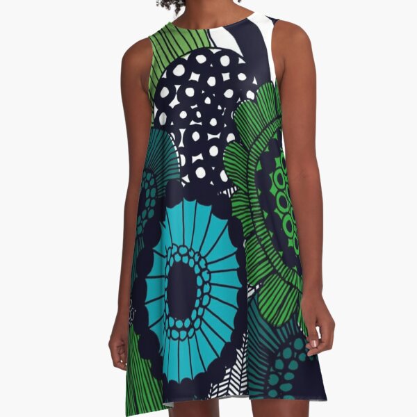 Marimekko Floral Design A Line Dress By Analic Redbubble