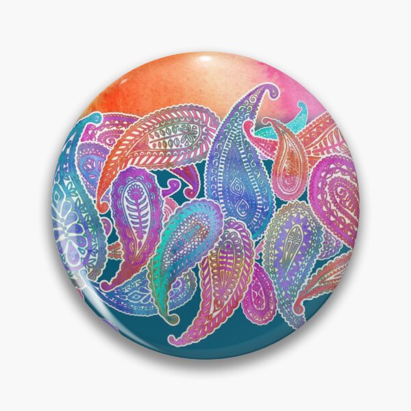 Item preview, Rainbow Paisley Rain on Blue designed and sold by micklyn.