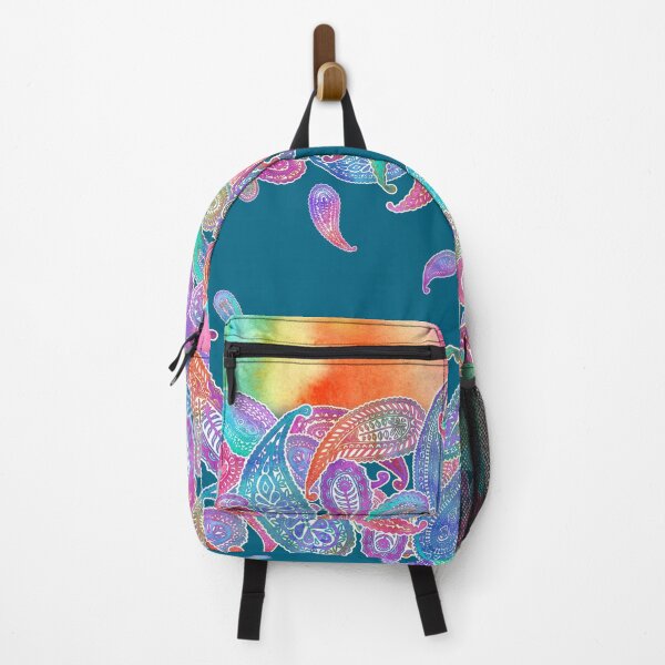 Item preview, Rainbow Paisley Rain on Blue designed and sold by micklyn.