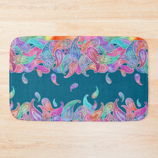Item preview, Rainbow Paisley Rain on Blue designed and sold by micklyn.