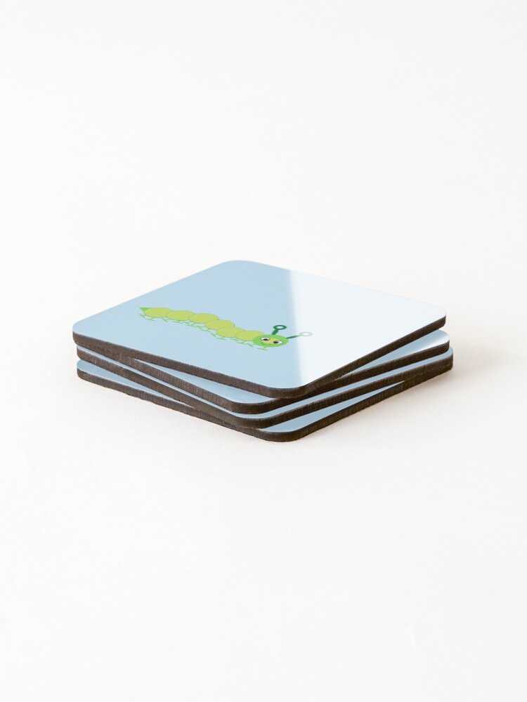 Thumbnail 4 of 5, Coasters (Set of 4), Little Green Caterpillar designed and sold by DesignsofNote.